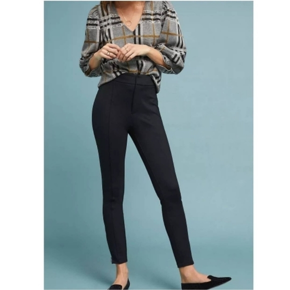 Anthropologie The Essential Slim knit trousers black sz 10 WP10 - Picture 1 of 9